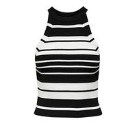 ONLY Onledna Top Knt Noos Cuello Halter, Negro/Rayas: Cloud Dancer, S para Mujer