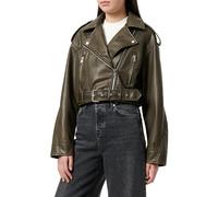 ONLY Onlella-Biker de Piel sintética Chaqueta de Motorista, Negro/Detalles: Lavado, M para Mujer