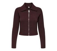 ONLY Onlelly Life LS Polo Zip CC KNT, Chocolate decadente, M