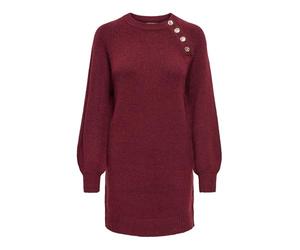 ONLY Onlemma Life LS Button Onec Dress CC KNT, Rojo Oscuro, S