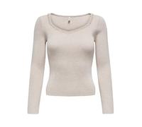 ONLY Onlemma LS V-Neck Pearl Knt Suéter, Pumice Stone/Detail:Melange/White Pearls, XS para Mujer