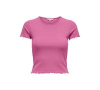 ONLY Onlemma S/S Short Noos Jrs Top con Cuello O para Diario con Volantes, Rosa (Azalea Pink), S Mujeres