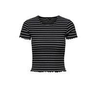 ONLY Onlemma Stripe S/S Jrs Top Recortado con Cuello Redondo y Manga Corta, Negro, M Mujeres