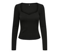 ONLY Onlfaith L/S Heart Top Jrs Camiseta de Manga Larga, Negro, L para Mujer