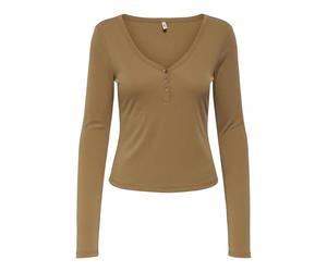 ONLY Onlfree Life L/S Placket Rib Top Jrs, Coco Tostado, M Mujer, Coco Tostado., M