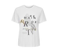 ONLY Onlfree Life Reg S/S Leaf Top Box Jrs Camiseta, Blanco Brillante/Estampado: Art, S Mujeres