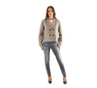 Abrigo corto con cuello tipo solapa, abotonado Mujer Talla XS. Color Beige