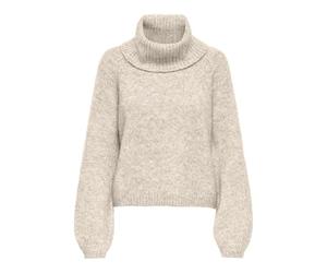 ONLY Onlgila Life LS Rollneck BF Knt, Blanco y Gris, S para Mujer