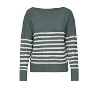ONLY Onlglory Life LS Boatneck CC KNT - Sudadera para Mujer, Balsam Verde/Stripes:Cloud Dancer/Melange, S