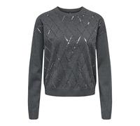ONLY Onlhalifax LS Sequins O-Neck Knt, Gris Oscuro, XL para Mujer