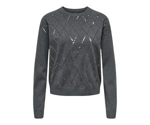ONLY Onlhalifax LS Sequins O-Neck Knt, Gris Oscuro, XL para Mujer
