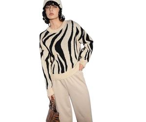 ONLY Onlhazel LS O-Neck Jq KNT Jersey para Mujer, Humus/patrón: Negro, S