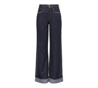 ONLY Onlhope HW Wide Stud Fold Up Dnm Mae, Dark Azul Denim, 30W / 32L Mujeres