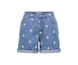 Only Onlhush MW Emb Fold Up Shorts Dnm, Media Blue Denim, X-Large para Mujer