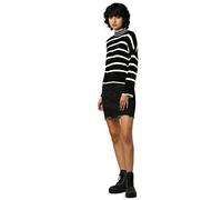 Only Onlibi L/S HIGNECK CC KNT - Jersey para Mujer (Talla L), diseño de Rayas, Color Negro y Gris