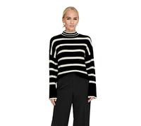ONLY Onlibi L/S Higneck Jersey CC Knt Suter Pulver, Negro/Rayas: w. Whitecap Gray Melange, XS para Mujer