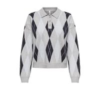 ONLY Onlibi LS Check Polo CC Knt, Gris Claro, S para Mujer