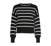 ONLY ONLIBI LS - Jersey para Mujer (Cuello Redondo, Talla M), diseño de Rayas, Color Negro y Gris