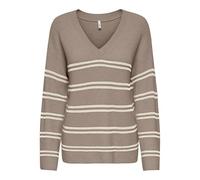 ONLY Onlibi LS Stripe V-Neck CC Knt, Mocha Meringue, M para Mujer