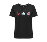 ONLY Onlikita Life Apple S/S Print Topbox JRS, Negro, M