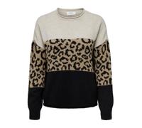 Only ONLJADE Animal LS - Jersey para Mujer, Cuello Redondo CC KNT, diseño de Luna, Color Negro, Talla S, Moonbeam/Pattern:Black/Toasted Coconut, S