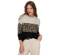 ONLY Onljade Animal LS O-Cuello CC Knt Suéter, Moonbeam/Pattern:Black/Toasted Coconut, XL para Mujer