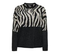 ONLY Onljade Zebra LS O-Neck CC Knt Jersey de Punto, Pirate Black/Pattern:Whitecap Gray, L para Mujer