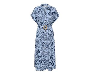 ONLY Onljakiri - Camiseta de Lino para Mujer (Talla SS), Azul (Cerulean), XS