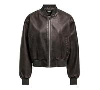 ONLY ONLJANE Chaqueta bomber de piel sintética lavada para mujer, color marrón chocolate, S, marrón, S