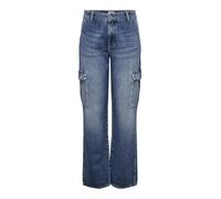 ONLY Onljune High Waisted Cargo Dnm MBD Dot Jeans, Medio De Mezclilla Azul, 32W x 30L para Mujer