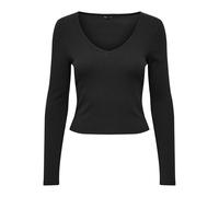 ONLY Onlkaya L/S V-Neck Short Top Jrs Camiseta, Negro, M para Mujer