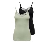 ONLY Onlkira Life Lace Singlet 2pack Noos Camiseta de Tirantes Anchos, Desert Sage/Pack: Desert Sage/Black, XS para Mujer