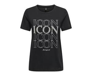 ONLY Onlkita Life Lux Icon S/S Print Top JRS, Negro, S
