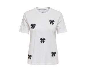 ONLY Onlkita Life Reg S/S Print Top Noos, Blanco Brillante, S Mujeres