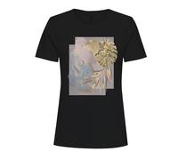 ONLY Onlkita Reg S/S Mix Top Box CS Jrs Ex. Camiseta, Negro/Estampado: Leaf Love, S para Mujer
