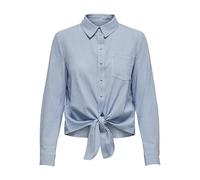 ONLY Onllecey LS Stripe Knot Dnm Shirt Noos Blusas, Cloud Dancer/Stripes:Medium Blue, XL para Mujer