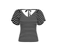 ONLY ONLLEELO Bolsa de Transporte Femenina Stripe SS Back V-Neck KNT Noos, Negro/Rayas: Cloud Dancer., S