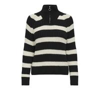 ONLY Onlleise Freya LS Zip High Neck Knt Noos Suéter, Black/Stripes:w. Birch, S para Mujer