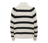 Only Onlleise Freya Ls Zip High Neck Knt Noos Suéter, Mujer, Birch/Stripes:black, M