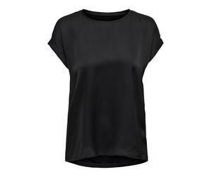 ONLY Onllieke S/S Satin Mix Top Wvn Noos Blusa de Manga Corta, Negro, M para Mujer