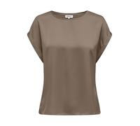 ONLY Onllieke S/S Satin Mix WVN Noos Top con Cuello Redondo y Mangas Cortas para Mujer, Estilo Femenino, Nogal, Talla XL