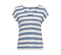 ONLY Onllira Life S/S V-Neck Top Jrs Camiseta, Infinity/Stripes:Cloud Dancer, XS para Mujer