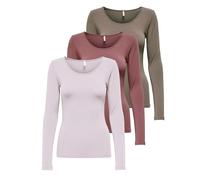 ONLY Onllive Love Life Basic - Camiseta de manga larga para mujer, 1 rosa marrón, 1 nogal, 1 niebla lavanda, S