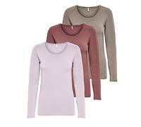 ONLY Onllive Love Life Basic - Camiseta de manga larga para mujer, 1 rosa marrón, 1 nogal, 1 niebla lavanda, XXL