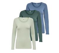 ONLY Onllive Love Life Basic - Camiseta de manga larga para mujer, 1 saga del desierto, 1 bálsamo verde, 1 azul chino, XXL