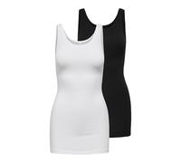 ONLY Onllive Love New Long Tank Top 2pk, Camiseta sin Mangas Mujer, Negro (Black Pack:Black and White), 34 (Talla del Fabricante: X-Small)