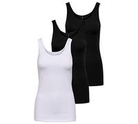 ONLY Onllive Love Noos - Camiseta de Tirantes para Mujer, Blanco/Negro (1 x White/2 x Black), M