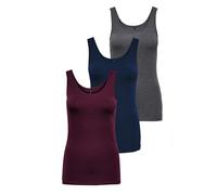 ONLY Onllive Love Tank Noos - Camiseta para Mujer, Pack de 3 (Dark Grey Melange, Pageant Blue, Port Royale), L