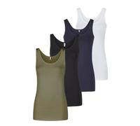 ONLY Onllive LUV - Camiseta sin mangas para mujer, corte ajustado, 4 unidades, cuello redondo, sin mangas, monocolor, negro, blanco, beige, rojo, verde, azul, azul marino, S, M, L, XL, XXL, Pack 5