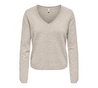 ONLY Onlloyal Life LS V-Neck Jersey KNT Nca, Beige, XS